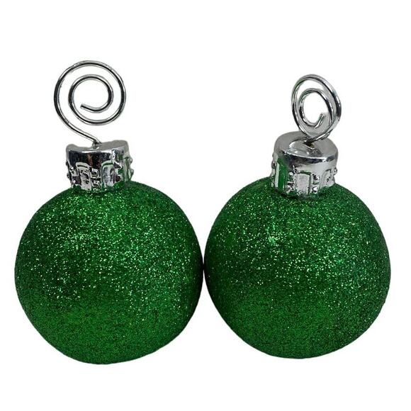 Nobrand Other - Green Christmas Ball Ornamental Home Decor Glitter Place Holders Recipe Pictures